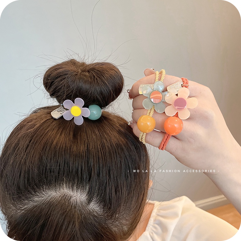 Dây Buộc Tóc Cao Su Đính Hoa Nhỏ Đơn Giản Thời Trang Cho Nữ