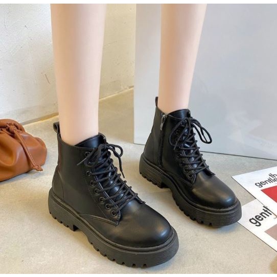 [MÃ CHAOC2022 giảm 5k] Bốt kéo khóa đen trơn da mềm ulzzang (hàng đẹp) - Hình thật ở cuối | BigBuy360 - bigbuy360.vn