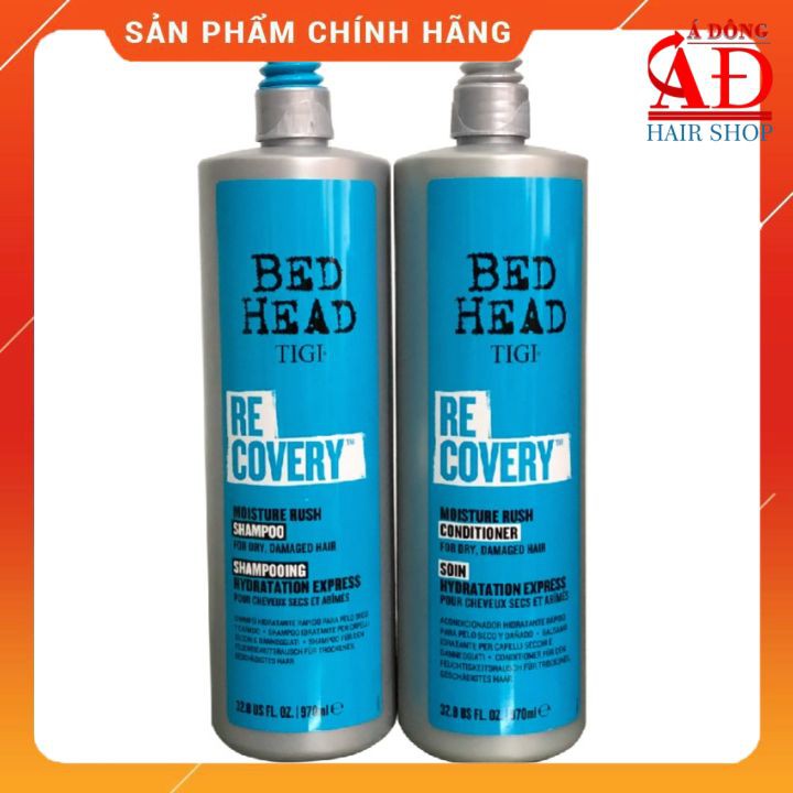 [+Tặng mũ trùm] DẦU GỘI XẢ PHỤC HỒI DƯỠNG ẨM TIGI BEDHEAD RECOVERY MOISTURE RUSH XANH DƯƠNG CHO TÓC KHÔ HƯ TỔN USA