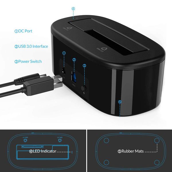 Dock ổ cứng Orico 6228US3 SATA III USB 3.0 - Tích hợp 2 ổ 2,5 &amp; 3.5 tiện lợi - Bảo hành chính hãng 12 tháng