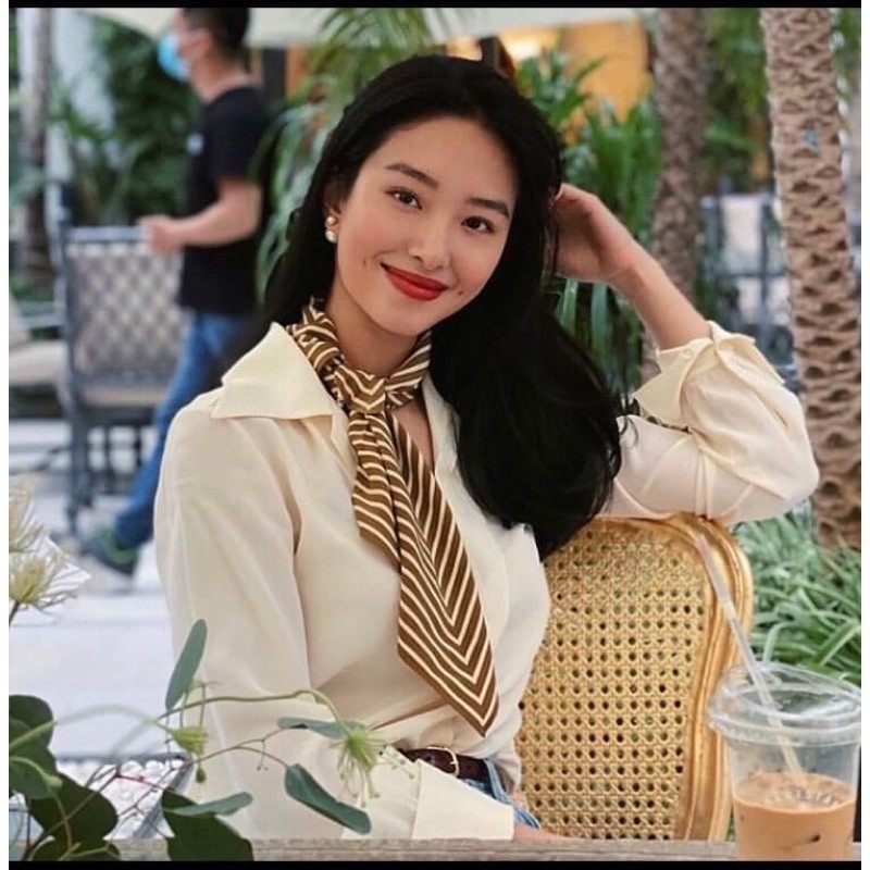 Băng Đô Lụa in Hoa, Quấn Tóc Hàn, Dây Voan Buộc Tóc, Dây Ruy Băng Vải Kiêm Khăn Choàng Cổ Buộc Tóc Phong Cách Nàng Thơ