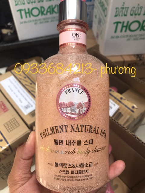 HOT Hot SỮA TẮM KẾT HỢP TẨY TẾ BÀO CHẾT ON THE BODY VELLMENT NATURAL SPA MUỐI BIỂN