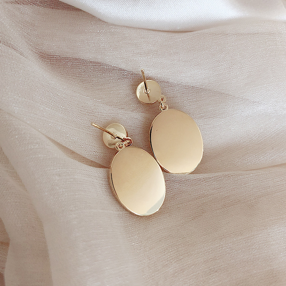 Bông tai hình oval thiết kế đơn giản cho nữ