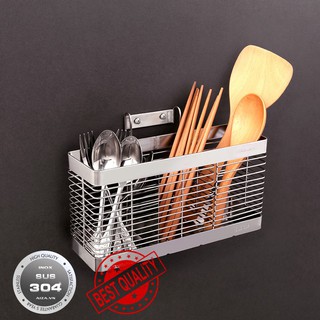Ống đũa hình chữ nhật 3 ngăn INOX 304 OD08 của Aiza- không đọng nước, hoen rỉ, ố vàng, có thể treo hoặc bắt vít
