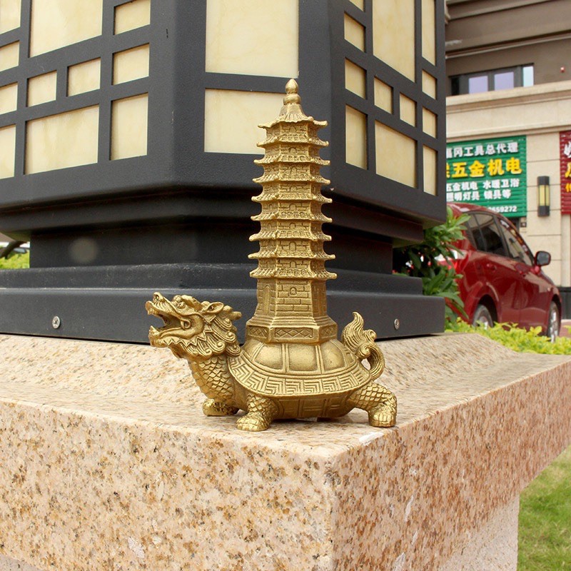 Tượng long quy cõng tháp Văn Xương bằng đồng cao 17cm