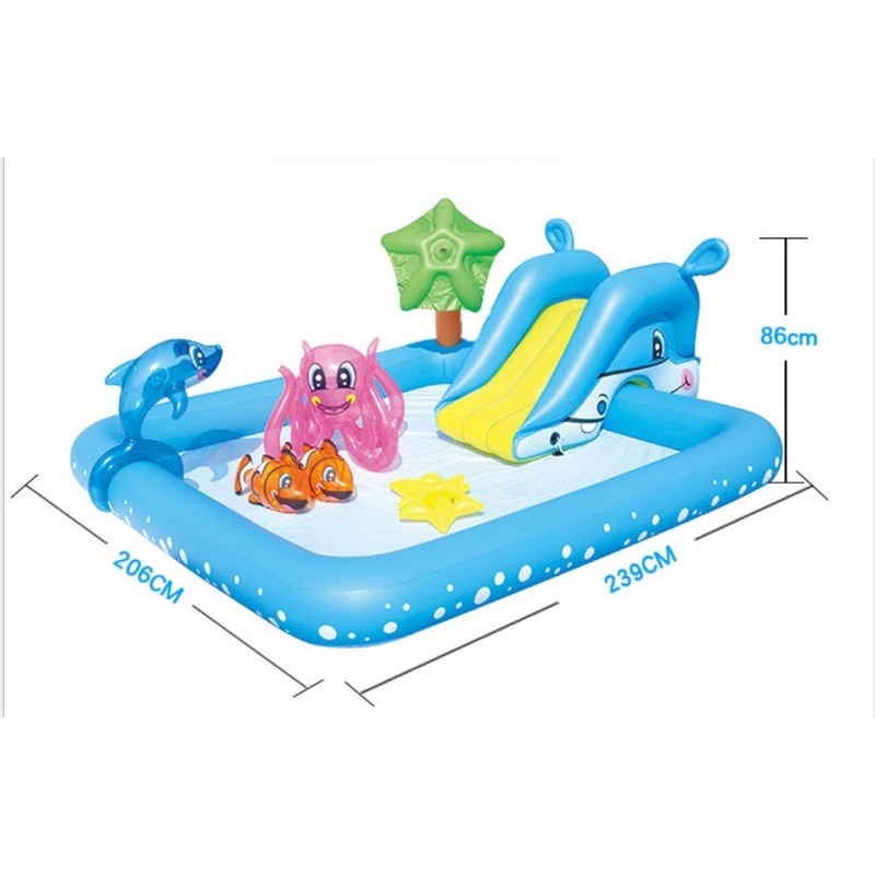 [CHÍNH HÃNG] Bể bơi phao cầu trượt kèm nhiều phụ kiện cho bé đùa chơi