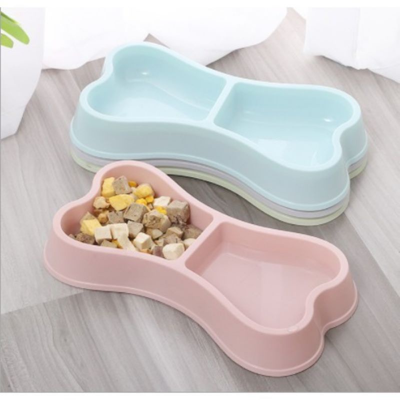 Bát đôi hình xương cho chó mèo