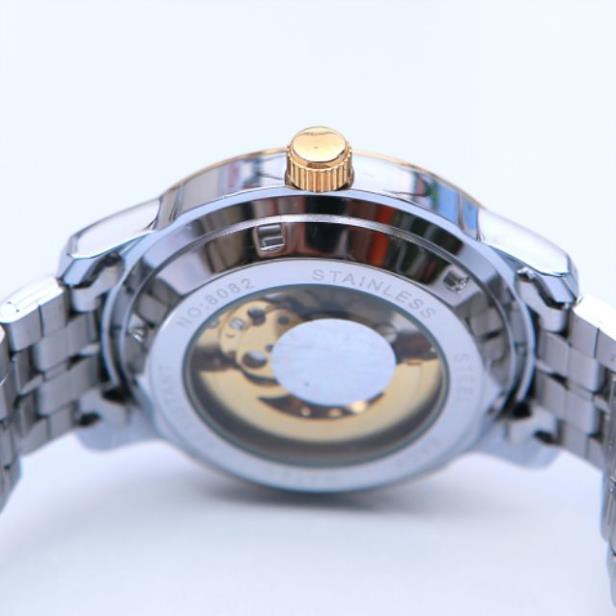Đồng hồ cơ nam Byino 8885 dây thép không gỉ cơ lộ thiên
