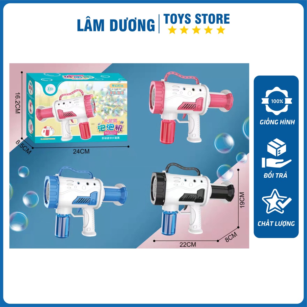 Súng Bắn Bong Bóng 10 Nòng Tự Động 💝CÓ ĐÈN💝 Súng Thổi Bong Bóng  Xà Phòng Cho Bé Yêu Cực Ngầu