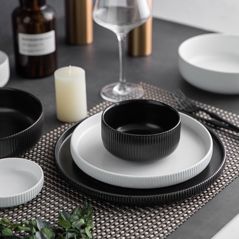 Đĩa gia vị sứ trắng , đen Cruise, Chén đựng nước chấm đồ ăn kèm sứ cao cấp, bát gia vị nước chấm