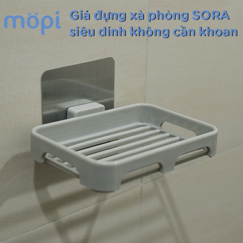 Giá Đựng Xà Phòng SORA - Siêu Chắc Chắn, Tiện Dụng, Dễ Lắp Đặt Với Móc Dán Siêu Dính