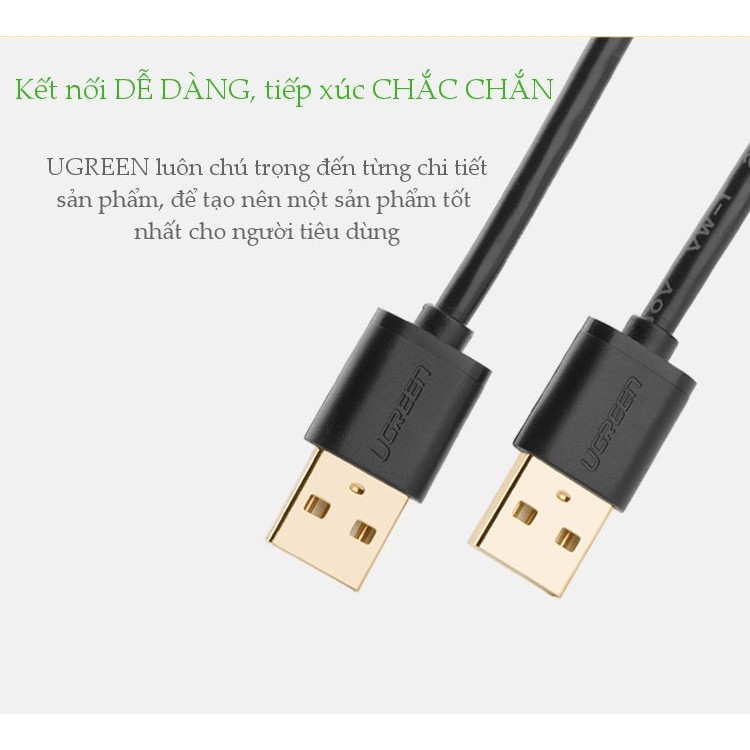 Dây USB 2.0 mạ vàng 2 đầu đực dài 0.5M UGREEN US102 10308 - Hàng Chính Hãng