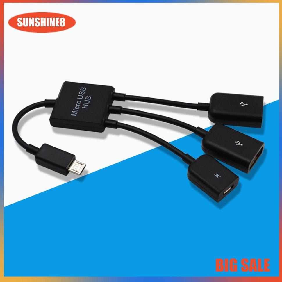 Cáp chuyển đổi thiết kế 3 trong 1 2 cổng micro usb 2.0 OTG