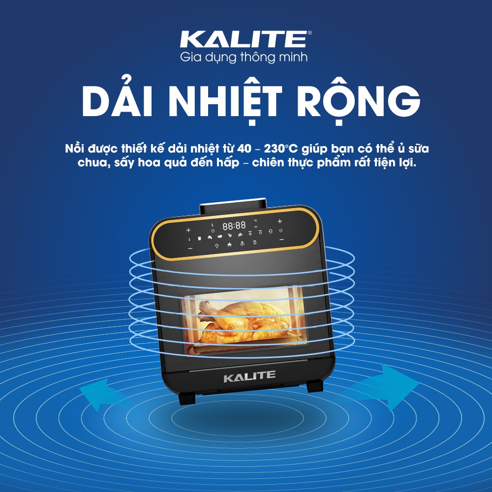 Nồi Chiên Không Dầu, Hơi Nước Kalite Steam Pro X - Bản Mới Nhất 2021 - 15L. Hàng Chính Hãng, Bảo Hành 24 Tháng.