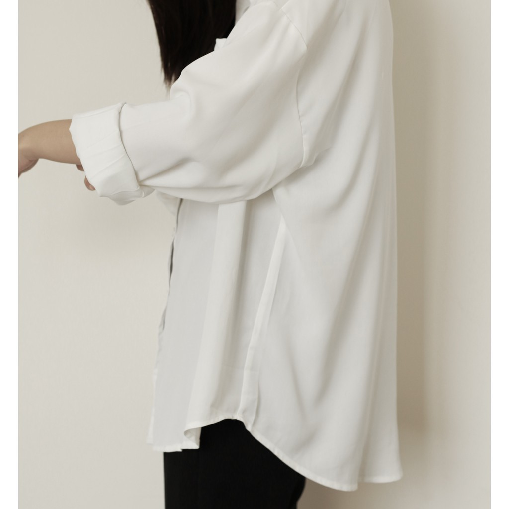 Áo sơ mi nữ dài tay form rộng chất lụa mềm mịn phong cách ulzzang vintage | BigBuy360 - bigbuy360.vn