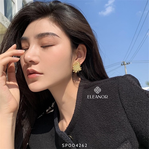 Bông tai nữ chuôi bạc 925 Eleanor Accessories họa tiết đan mây phụ kiện trang sức phong cách Hàn Quốc