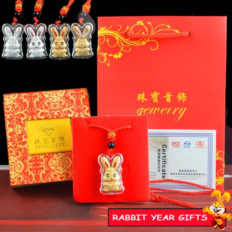 Vòng cổ Bạc 2023 Mặt Thỏ Hoạt Hình Hoàng Đạo Thích Hợp Làm Quà Tặng Năm Mới