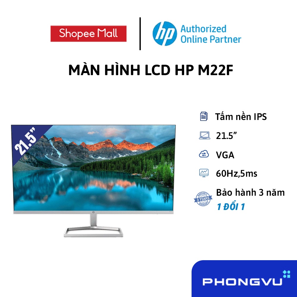 Màn hình LCD HP M22f (1920 x 1080/IPS/60Hz/5 ms/FreeSync) - Bảo hành 36 tháng