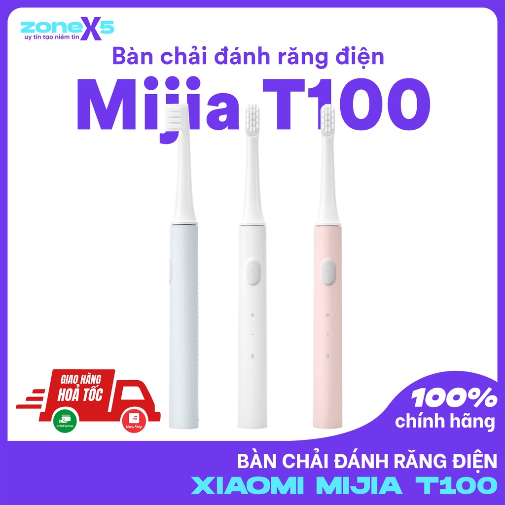 Bàn chải đánh răng điện Xiaomi Mijia T100 - Siêu nhẹ 46g, pin trâu, kháng nước