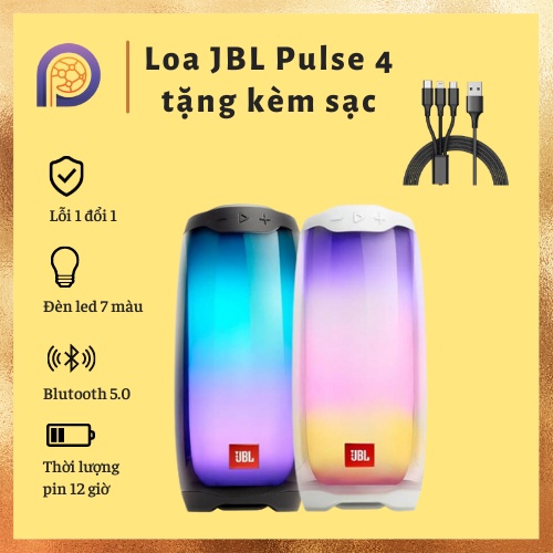 Loa bluetooth Jbl pulse 4, Đèn 360 độ - Loa đèn led blutooth 7 màu chuyển màu theo chế độ, âm thanh khủng
