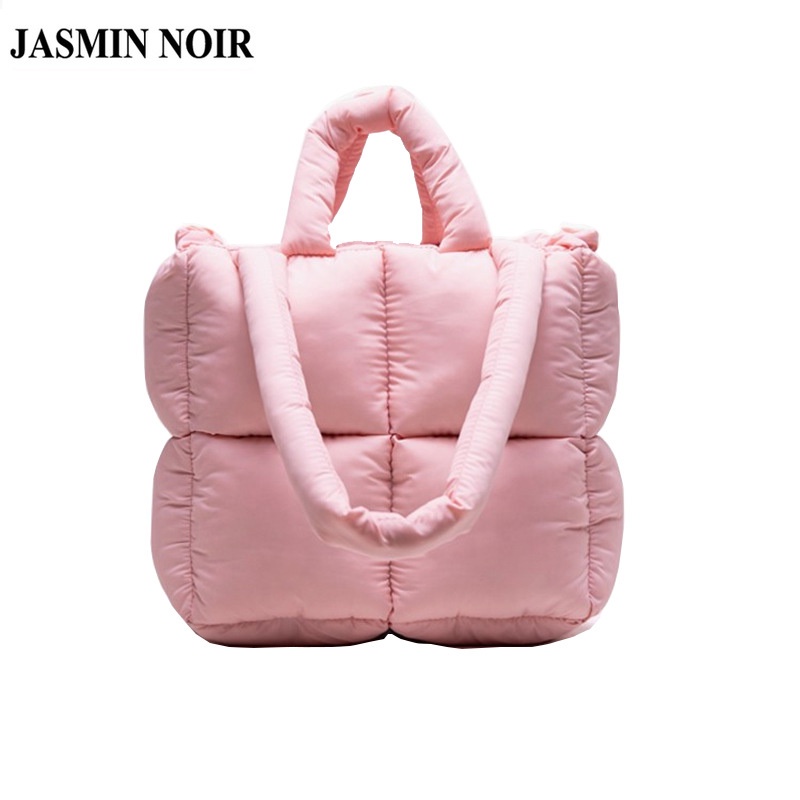 Túi tote JASMIN NOIR vải nylon hình vuông có đệm phong cách đơn giản sành điệu cho nữ