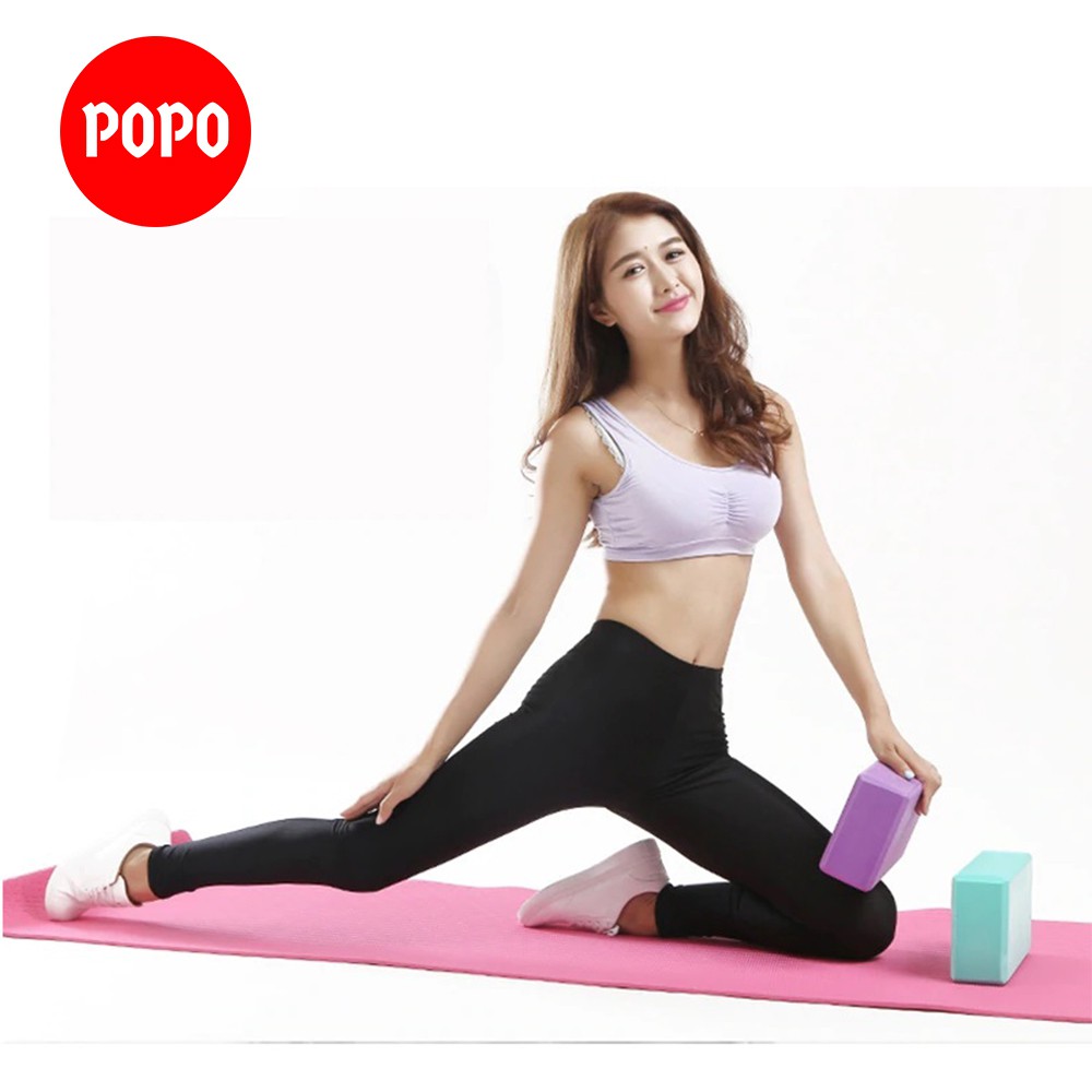 Gạch tập yoga chính hãng POPO block tập yoga chất liệu EVA an toàn 180g, 120g chống trơn trượt