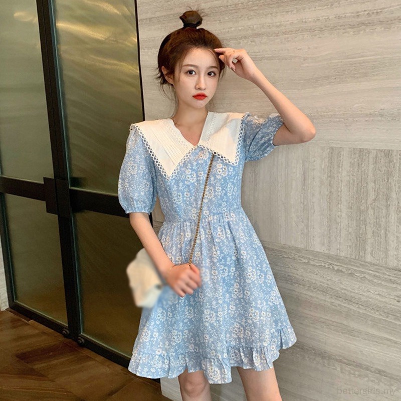 Đầm Chữ A Tay Ngắn Cổ Búp Bê In Họa Tiết Hoa Thời Trang Mùa Hè Cho Nữ