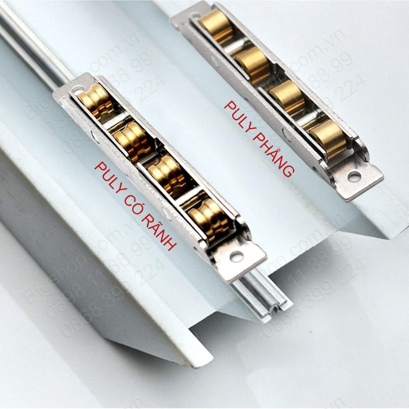 Bánh xe 4 rộng 14mm lắp cho cửa cửa lùa, trượt bằng inox không gỉ, Loại Puly có rãnh hoặc phẳng tùy chọn