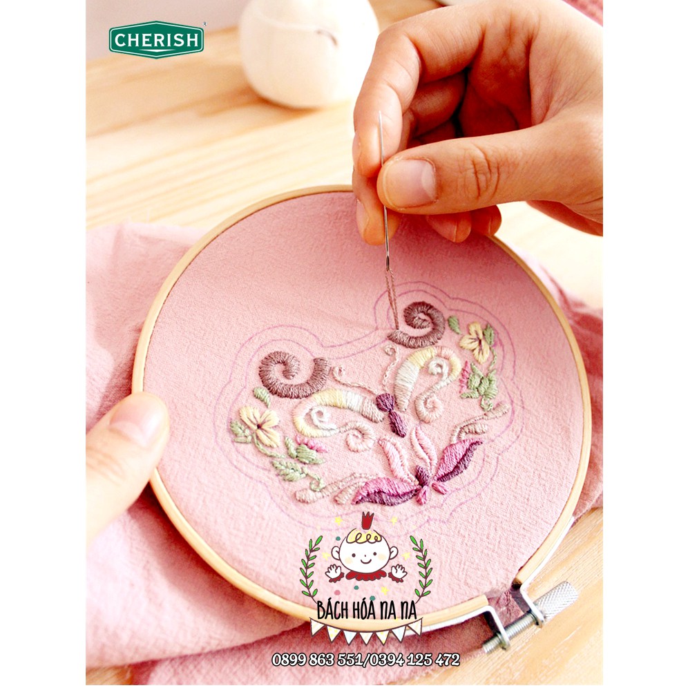 KIT Thêu trang trí Omamori Mẫu Đơn Bình An - DIY tự làm Túi thơm Trường Mệnh May Mắn - Treo Túi Xách - Bách hóa Na Na