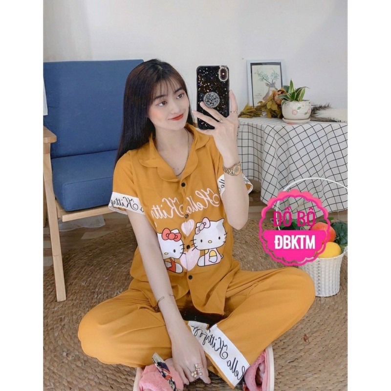 [Mã WASTUP giảm 10% tối đa 30K đơn 99K] Set bộ pijama tay ngắn quần dài kitty, hình thật 100%