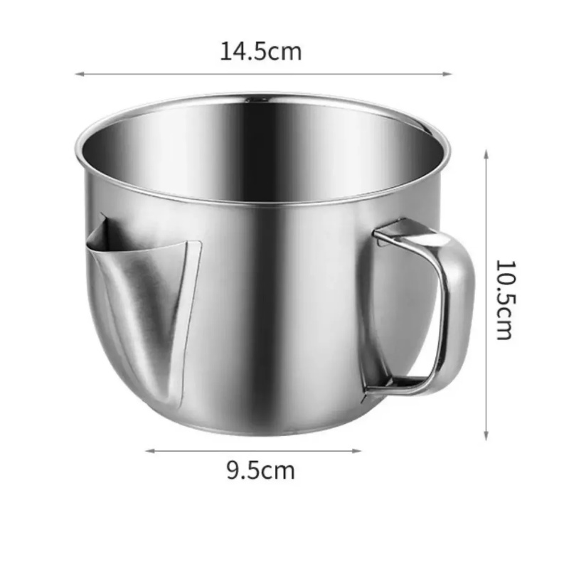 Ca Gạn Tách Dầu Mỡ INOX 304, Ca Lọc Dầu Ăn Inox Hiện Đại - Lọc Cặn Mỡ Tiện Lợi