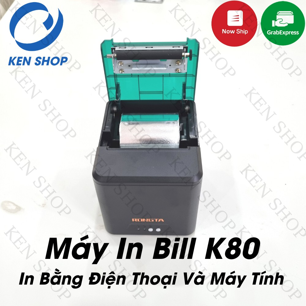 Máy in hóa đơn K80 Rongta LAN WIFI in Bill không dây từ điện thoại &amp; máy tính PC dùng giấy 80mm có cắt giấy tự động