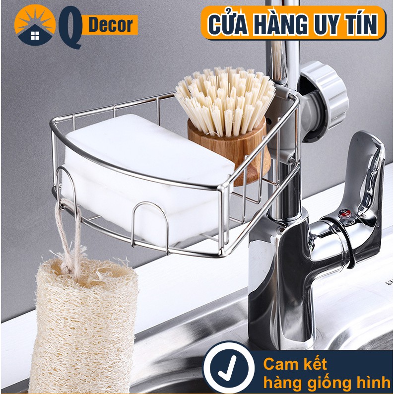 Giá để đồ rửa chén bát treo vòi nước bồn rửa bát bằng inox