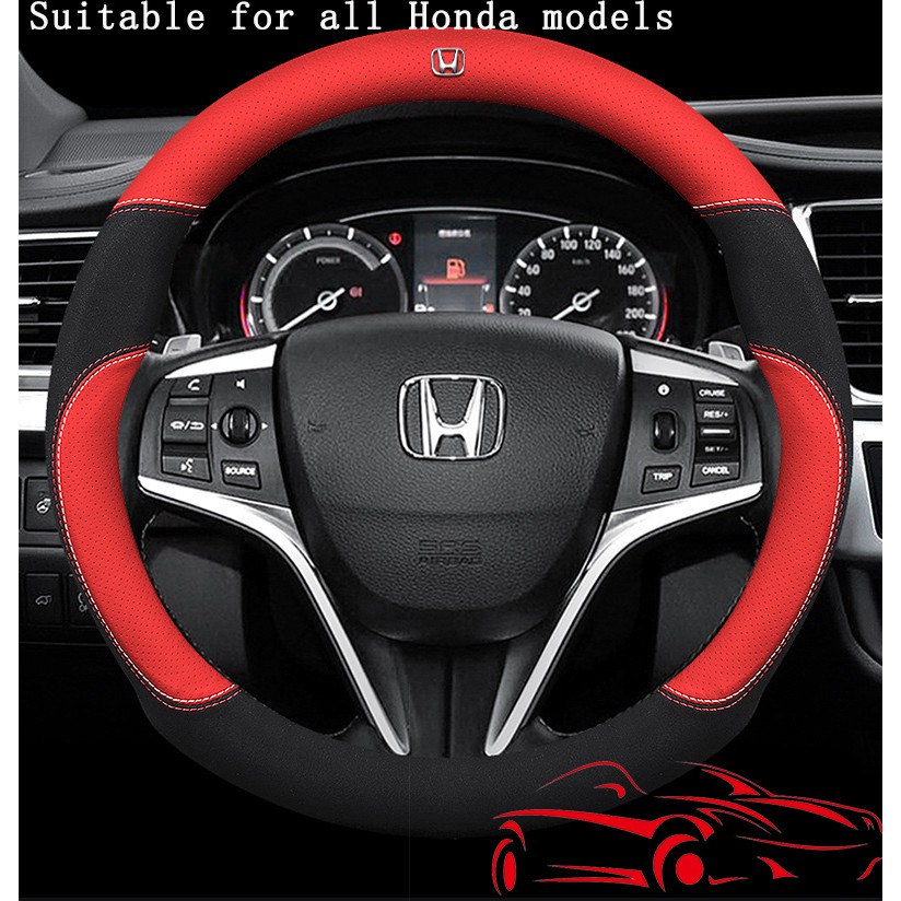 Vỏ bọc vô lăng xe hơi Honda BRV HRV City Civic Jazz Accord CRV bằng da sợi Carbon mỏng chống trượt 38cm