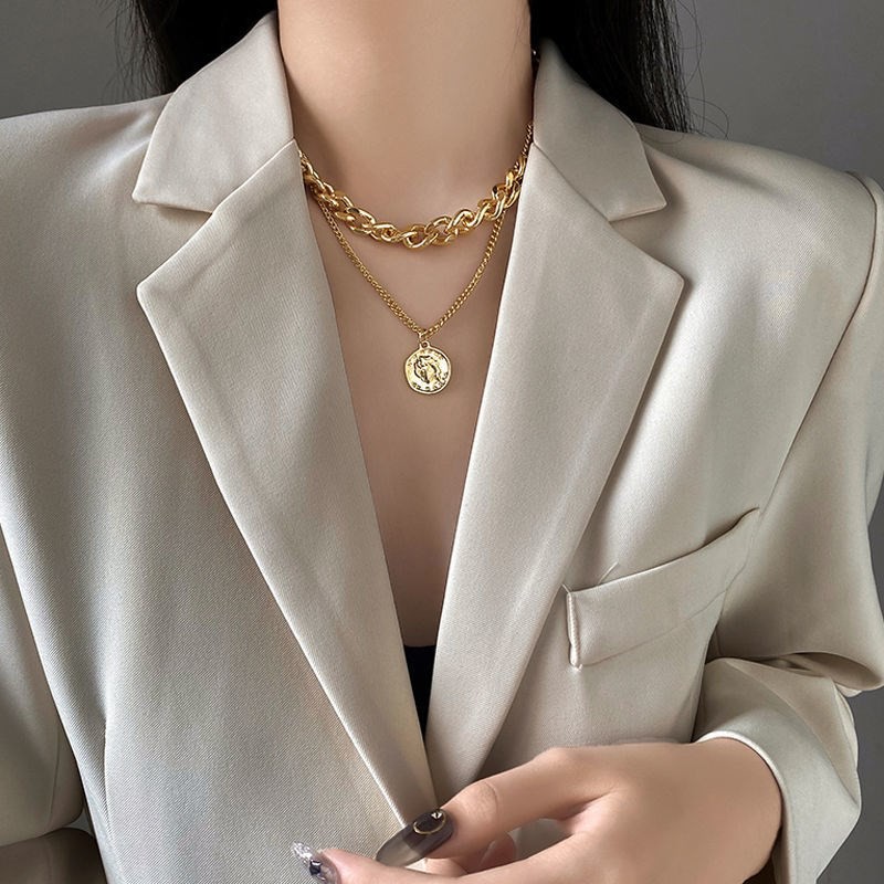Dây chuyền nhiều lớp mạ vàng cá tính