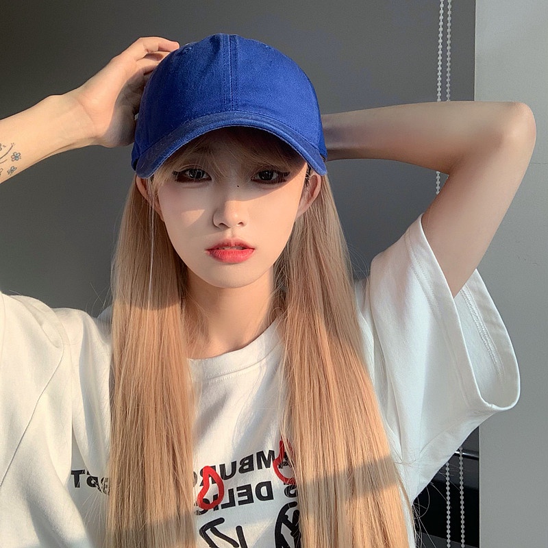 Mũ Lưỡi Trai Màu Xanh Da Trời Phong Cách Hàn Quốc Đơn Giản Thời Trang Unisex