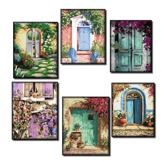 Tranh sơn dầu 40*50cm tự làm họa tiết khu vườn và khu vườn