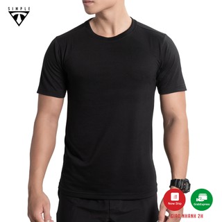 Áo Thun Nam Cotton cổ tròn TSIMPLE phông basic tay ngắn vải co giãn, dày dặn , form chuẩn màu Đen