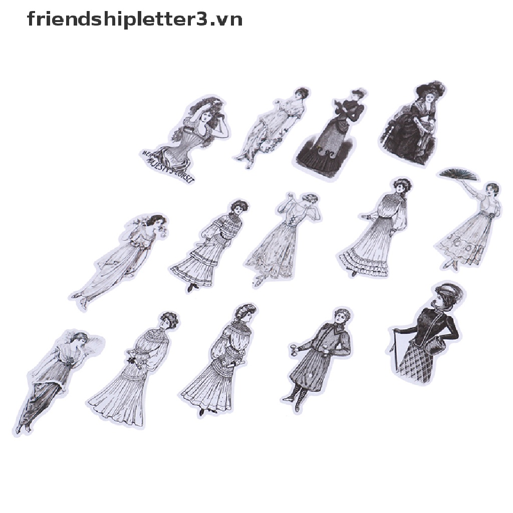 Set 14 Phụ Kiện Trang Trí Sổ Tay Hình Cô Gái Châu Âu