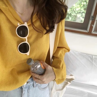 [ Order ] Ulzzang / áo len mỏng 2 màu trắng ,vàng