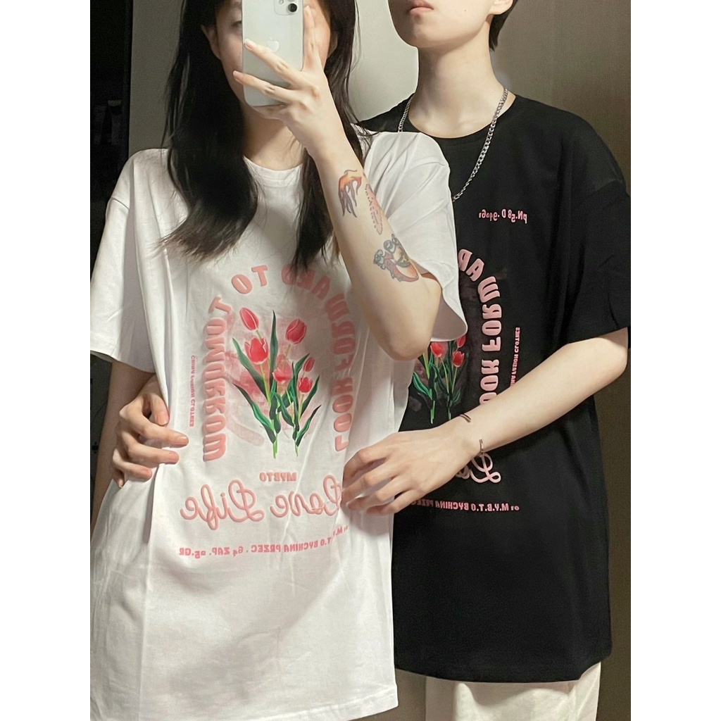 NRVP Áo Thun Mùa Hè Tay Cộc Oversize In Họa Tiết Phong Cách Hàn Quốc Cho Nam / Nữ