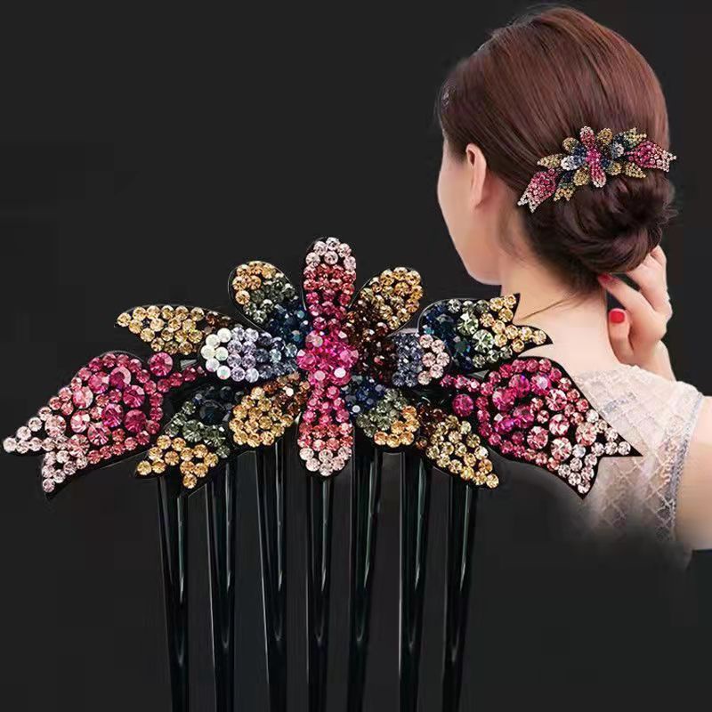 Cài Tóc Đính Đá Hình Hoa Xinh Xắn Chống Trượt Phong Cách Hàn Quốc Mới