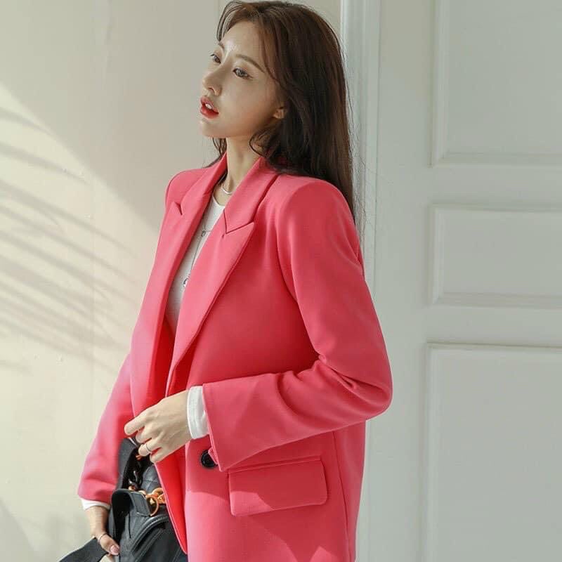 Áo blazer MNG dáng suông basic dễ mặc dễ phối. hàng dư xịn kèm tag đầy đủ. 3 màu xanh hồng tím hồng cánh sen hot hit