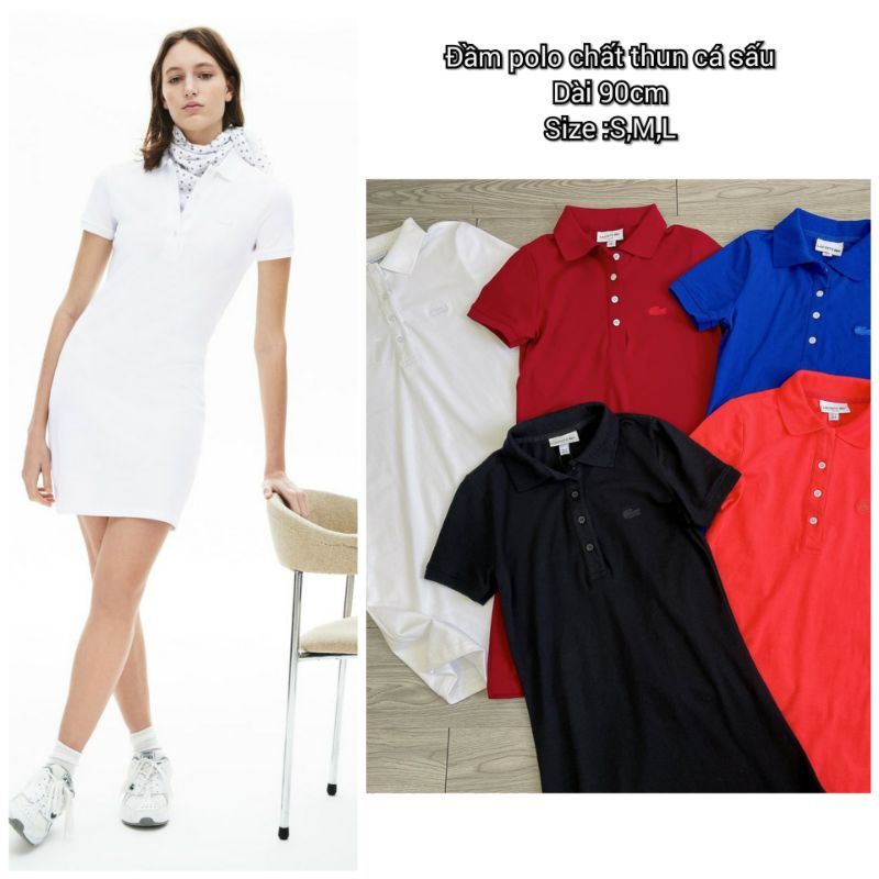 Đầm thun polo nữ tay ngắn dáng basic trơn nhiều màu-hàng xuất