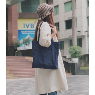 Túi vải canvas Basic Tote Bag - Cúc Craft - Xanh Navy