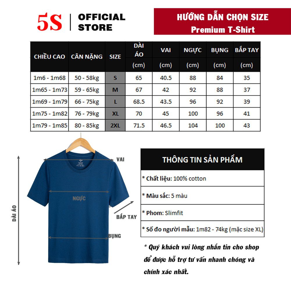 Áo Phông Nam Cổ Tròn 5S (5 màu), Chất Thun Melang Muối Tiêu Cao Cấp, Mềm Mại, Siêu Mát (TSO21023) | BigBuy360 - bigbuy360.vn