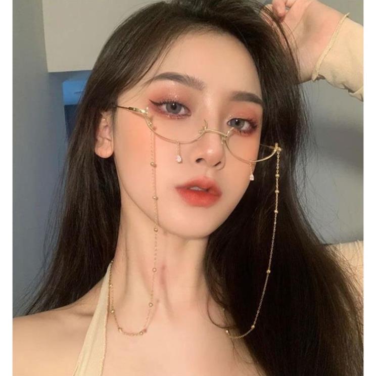 Mắt Kính Nửa Gọng Phong Cách Hàn Quốc Cá Tính D73