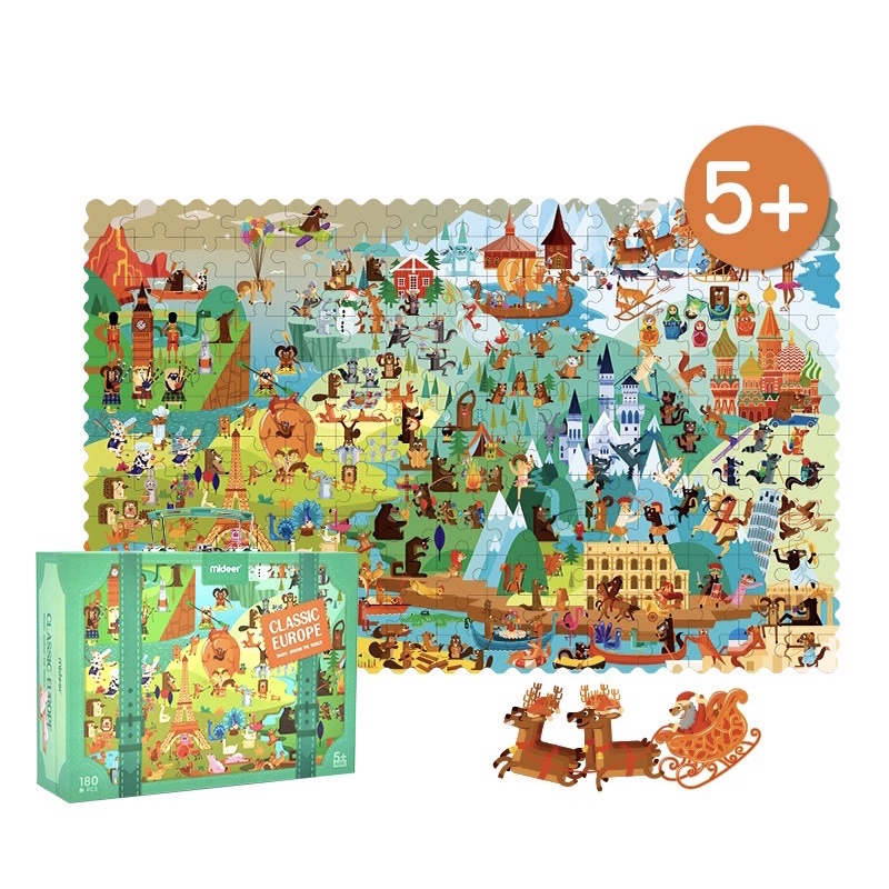 Vali xếp hình 180 miếng Mideer World Travel Puzzle