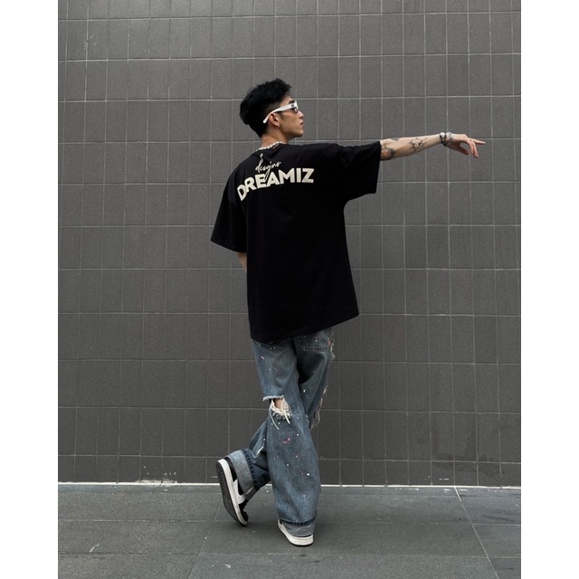 Áo Thun Tay Lỡ FONTSONE Chính Hãng - Cotton - Đen