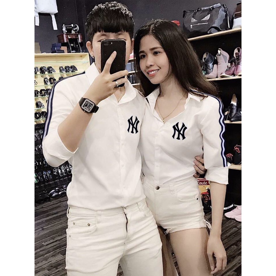 Áo Sơ Mi Dài Tay Cặp Đôi Nam- Nữ In Thiêu | BigBuy360 - bigbuy360.vn